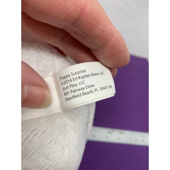 Puppy Surprise White Puppy Purple Accent Sparkly PS Pink Collar Bow Tail Three B - Picture 8 of 13